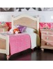 MOBILI 2G - CAMERETTA DA LETTO SINGOLO LEGNO MASSELLO COLORE ROSA vista letto laterale