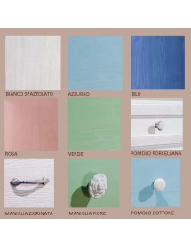 MOBILI 2G - CAMERETTA DA LETTO SINGOLO LEGNO MASSELLO COLORE ROSA vista colori e maniglie