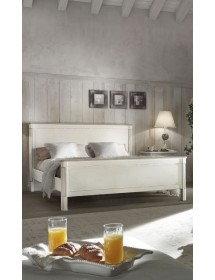 MOBILI 2G - LETTO MATRIMONIALE ARTE POVERA SHABBY CHIC L.183 x P.214 x H.110 vista frontale