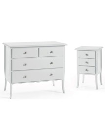 MOBILI 2G - COMÒ 4 CASSETTI CLASSICO BIANCO OPACO 112x52x91 vista comò e comodini