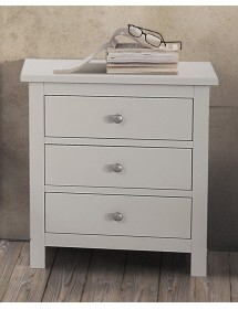 MOBILI 2G - COMODINO LACCATO BIANCO 3 CASSETTI 58 X 40 X 66 H VISTA FRONTALE