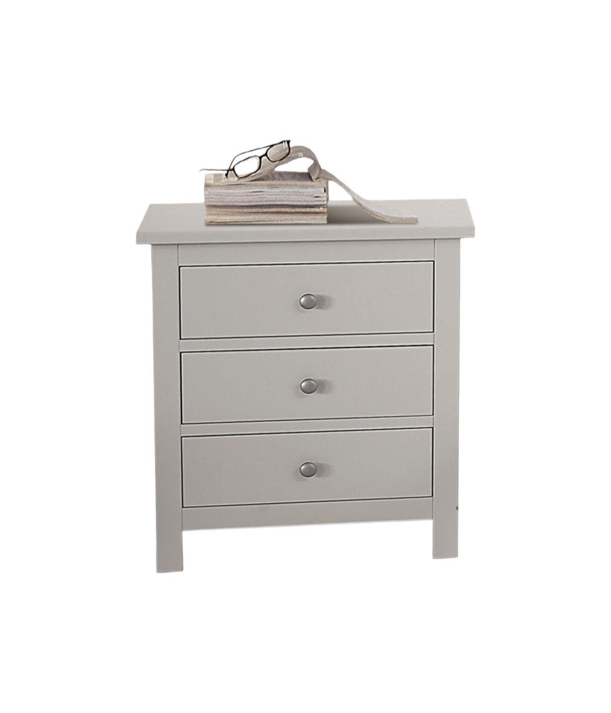 MOBILI 2G - COMODINO LACCATO BIANCO 3 CASSETTI 58 X 40 X 66 H VISTA FRONTALE