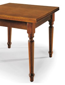 MOBILI 2G - Tavolo Allungabile Legno tinta noce Gamba Tornita 100x70 120x80 140x80 160x85 vista frontale