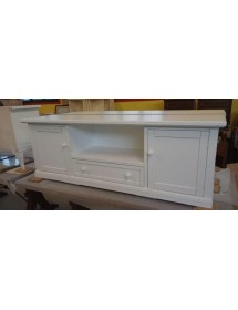 MOBILI 2G - PORTA TV BIANCO IN LEGNO ARTE POVERA 160x46x56 VISTA FRONTALE