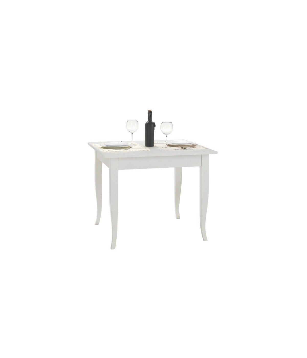 TAVOLO CLASSICO FISSO LEGNO BIANCO OPACO 80X80 VISTA FRONTALE