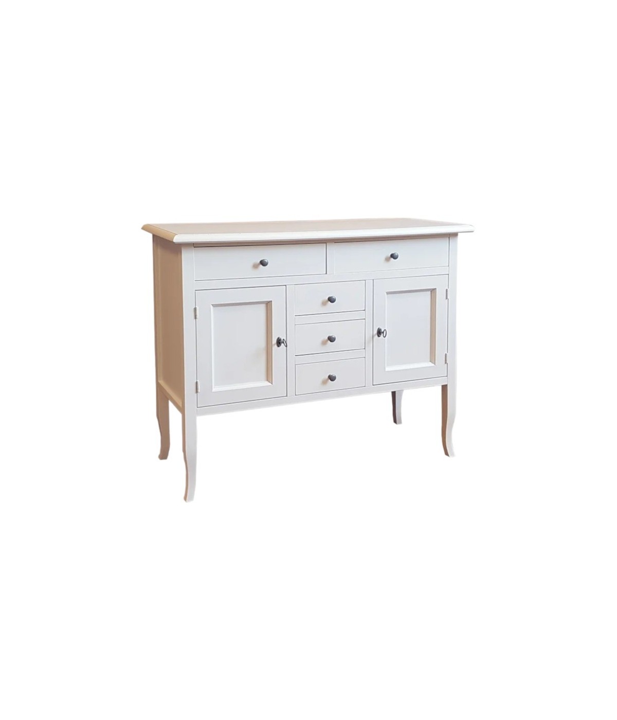MOBILI 2G - MADIA CREDENZA IN LEGNO BIANCO OPACO 100x40x85h vista frontale