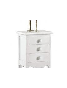 MOBILI 2G - COMODINO 3 CASSETTI LACCATO BIANCO OPACO 43X32X64 VISTA POMOLI E CASSETTI