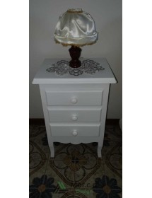 MOBILI 2G - COMODINO 3 CASSETTI LACCATO BIANCO OPACO 43X32X64 VISTA FRONTALE