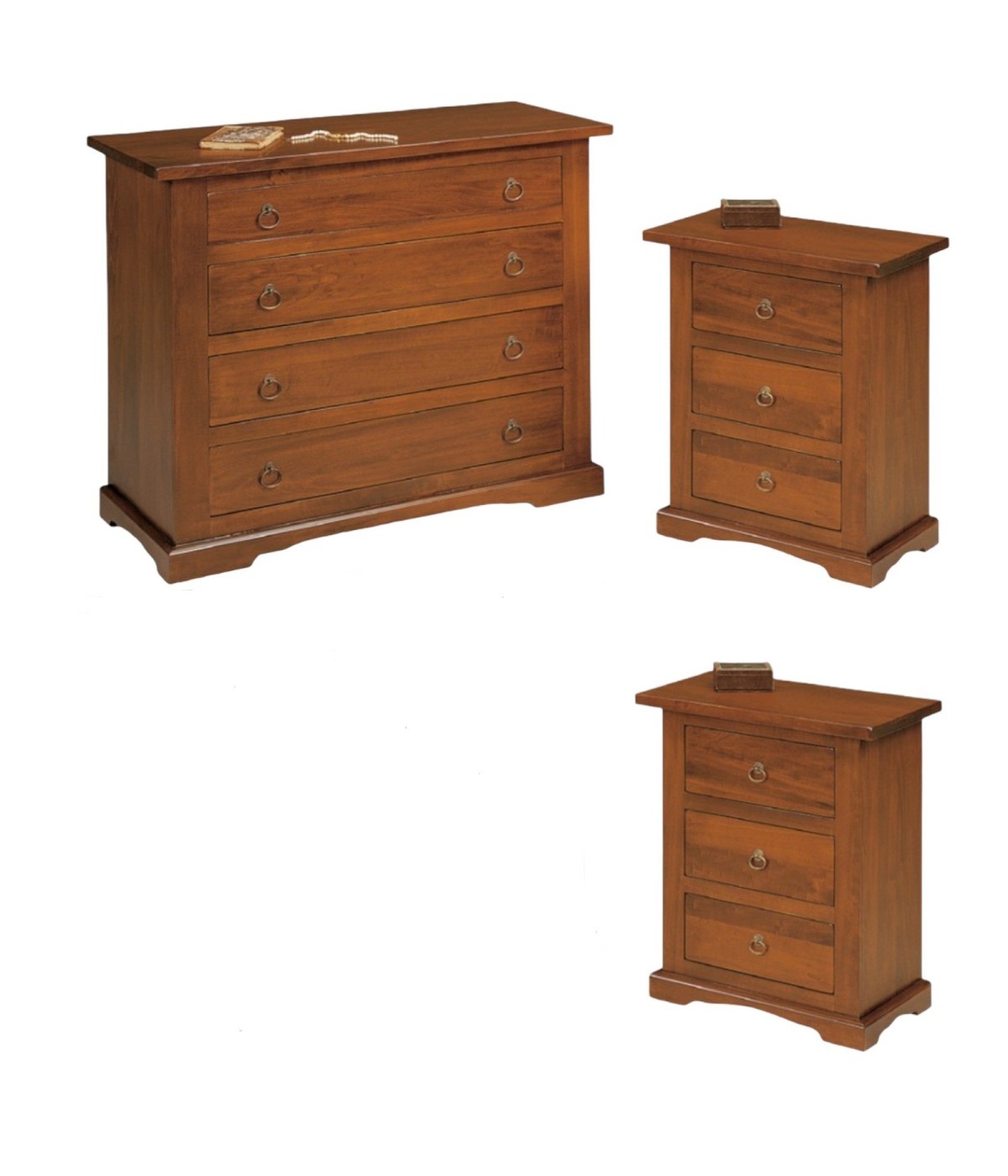 MOBILI 2G - GRUPPO COMO' E 2 COMODINI ARTE POVERA TINTA NOCE ista como' e comodini