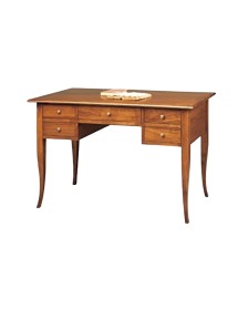 MOBILI 2G - SCRIVANIA IN LEGNO ARTE POVERA 5 CASSETTI TINTA ELITE 105x56x81 VISTA FRONTALE