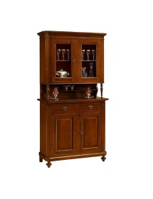 CRISTALLIERA ARTE POVERA 2 PORTE IN LEGNO TINTA NOCE 104X43X205 (189)