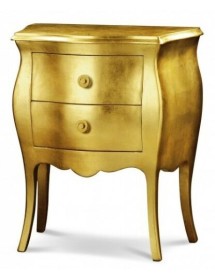 MOBILI 2G - COMODINO BOMBATO 2 CASSETTI ORO 49x29x61 VISTA FRONTALE