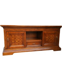 MOBILI 2G - PORTA TV IN LEGNO 2 ANTE SCORREVOLI NOCE BASSANO L.169 P.53 H.75 vista frontale