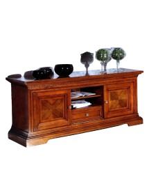 MOBILI 2G - PORTA TV IN LEGNO 2 ANTE SCORREVOLI ARTE POVERA NOCE BASSANO L.169 P.53 H.75 vista laterale