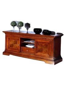 MOBILI 2G - PORTA TV IN LEGNO 2 ANTE SCORREVOLI ARTE POVERA NOCE BASSANO L.169 P.53 H.75 vista laterale