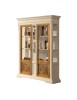 MOBILI 2G - VETRINA 2 PORTE IN LEGNO CLASSICA AVORIO NOCE 146X53X213 VISTA FRONTALE COMPLETA