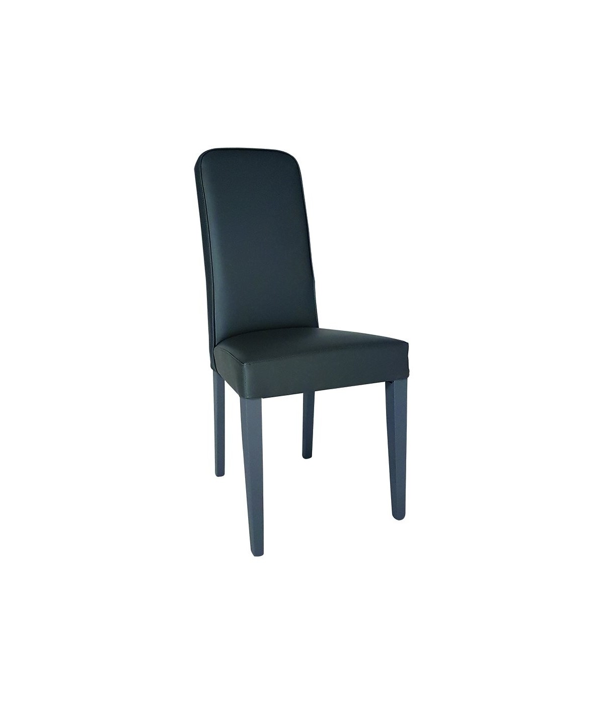 MOBILI 2G - SET 2 SEDIE IMBOTTITE ECOPELLE GRIGIO FUSTO GRIGIO vista frontale