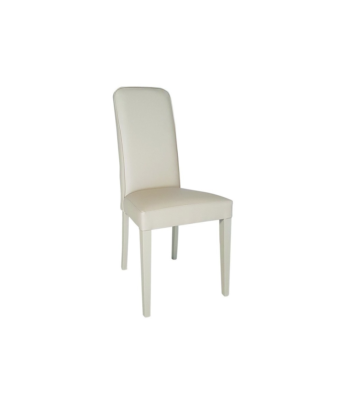 MOBILI 2G - SET 2 SEDIE IMBOTTITE ECOPELLE BEIGE FUSTO BEIGE VISTA FRONTALE