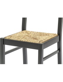 MOBILI 2G - SET 2 SEDIE LEGNO SHABBY NERO SEDUTA LEGNO L.43 H.87 P.48 VISTA SEDUTA PAGLIA