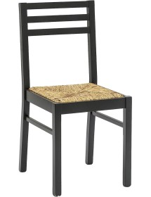 MOBILI 2G - SET 2 SEDIE LEGNO SHABBY NERO SEDUTA LEGNO L.43 H.87 P.48 vista frontale