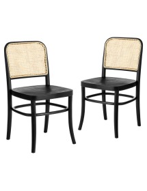 MOBILI 2G - SET 2 SEDIE PAGLIA DI VIENNA IN LEGNO NERO 45X47X87 VISTA 2 SEDIE