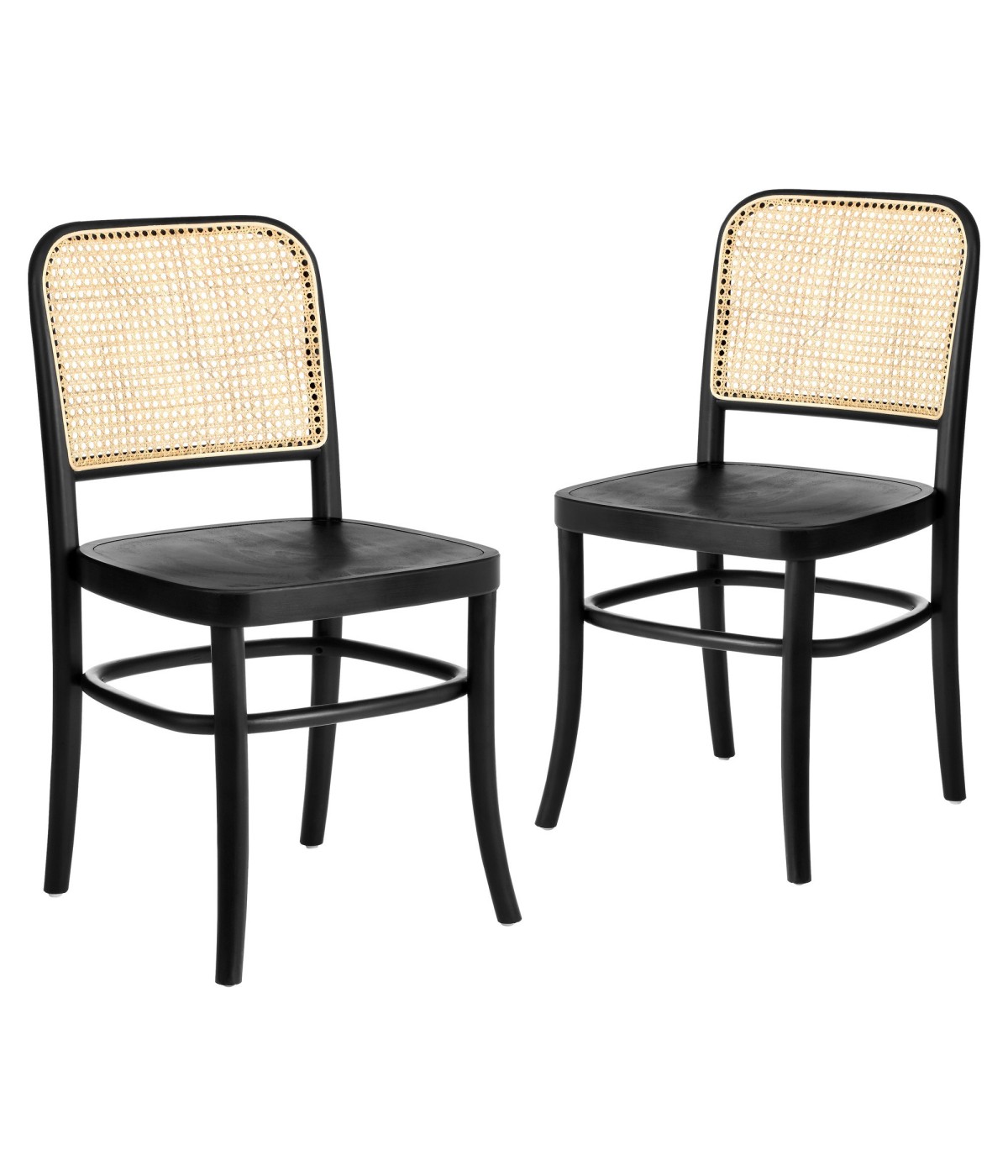 MOBILI 2G - SET 2 SEDIE PAGLIA DI VIENNA IN LEGNO NERO 45X47X87 VISTA 2 SEDIE