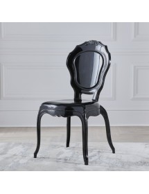 MOBILI 2G - SET 2 SEDIE IN POLIPROPILENE NERO LUCIDO VICTORIA GHOST vista frontale