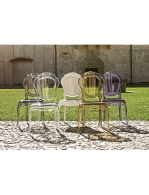 MOBILI 2G - SET 2 SEDIE IN POLIPROPILENE BIANCO LUCIDO VICTORIA GHOST VISTA FRONTALE