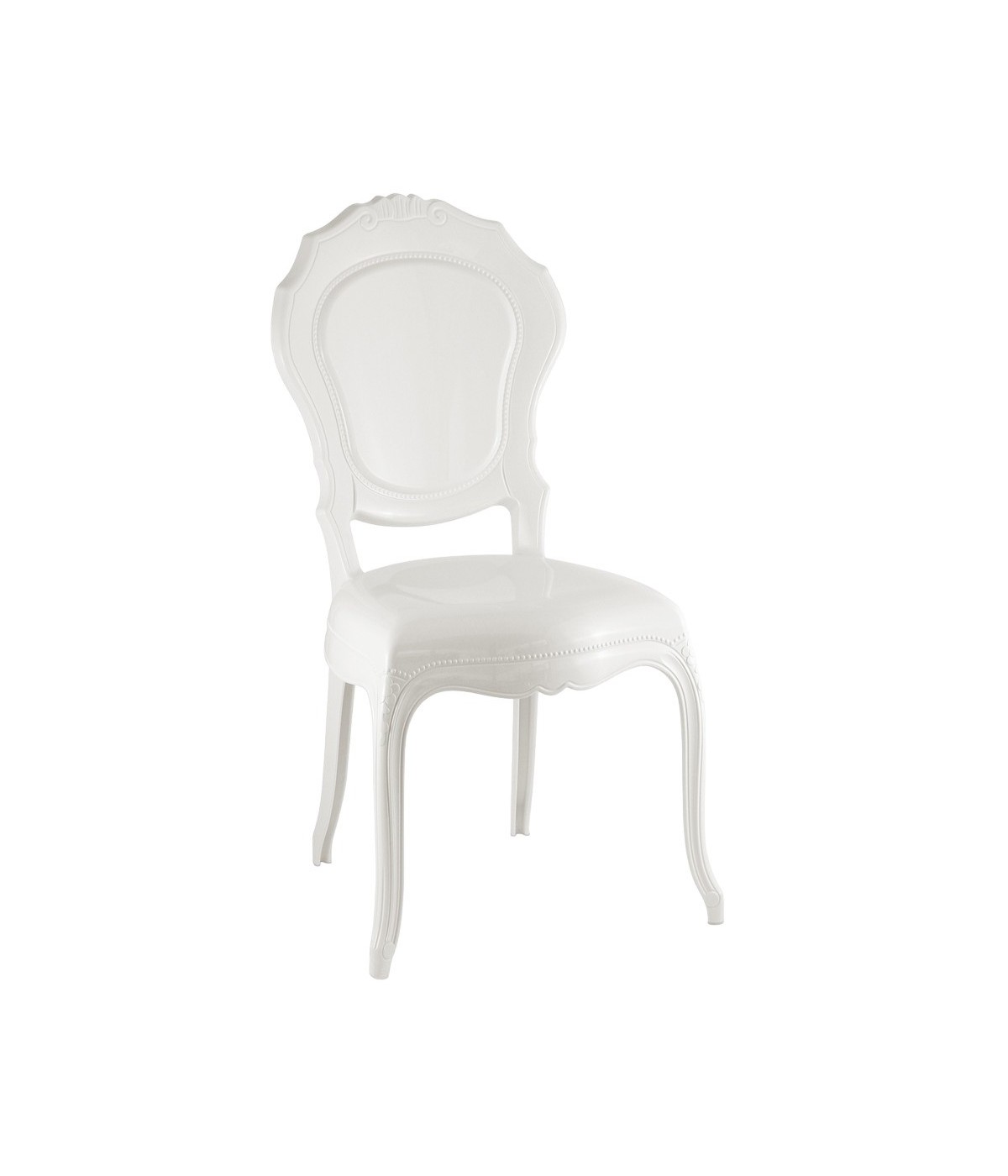 MOBILI 2G - SET 2 SEDIE IN POLIPROPILENE BIANCO LUCIDO VICTORIA GHOST VISTA FRONTALE