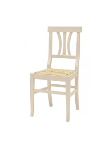 Set 2 sedie classiche legno avorio seduta paglia 43x42x90