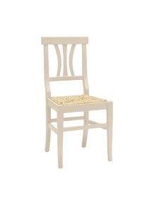 Set 2 sedie classiche legno avorio seduta paglia 43x42x90