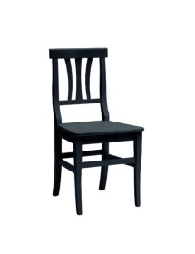 MOBILI 2G - Set 2 sedie classiche legno nero seduta legno 46x44x90 VISTA FRONTALE