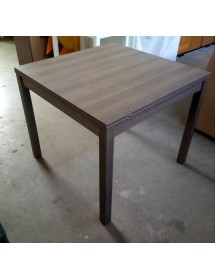 MOBILI 2G - TAVOLO MODERNO A LIBRO ROVERE GRIGIO 90x90x76H vista laterale