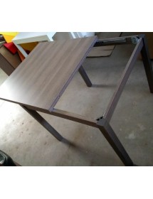 MOBILI 2G - TAVOLO MODERNO A LIBRO ROVERE GRIGIO 90x90x76H vista laterale apertura allunga