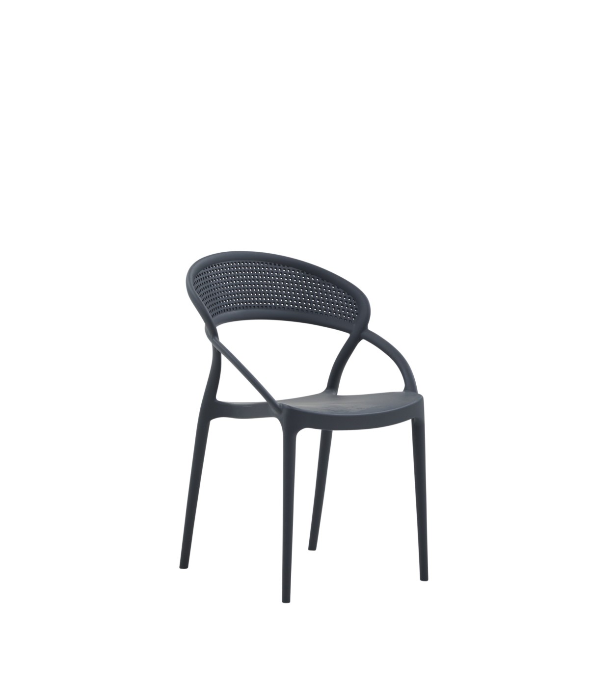 MOBILI 2G - Set 4 Sedie Design Polipropilene e fibra di vetro Antracite 54X56X82 VISTA FRONTALE