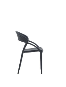 MOBILI 2G - Set 4 Sedie Design Polipropilene e fibra di vetro Antracite 54X56X82 VISTA LATERALE