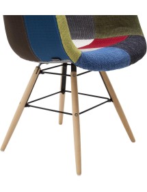 MOBILI 2G - Set 2 Poltrone moderne patchwork tessuto multicolore 62X65X79 VISTA GAMBE