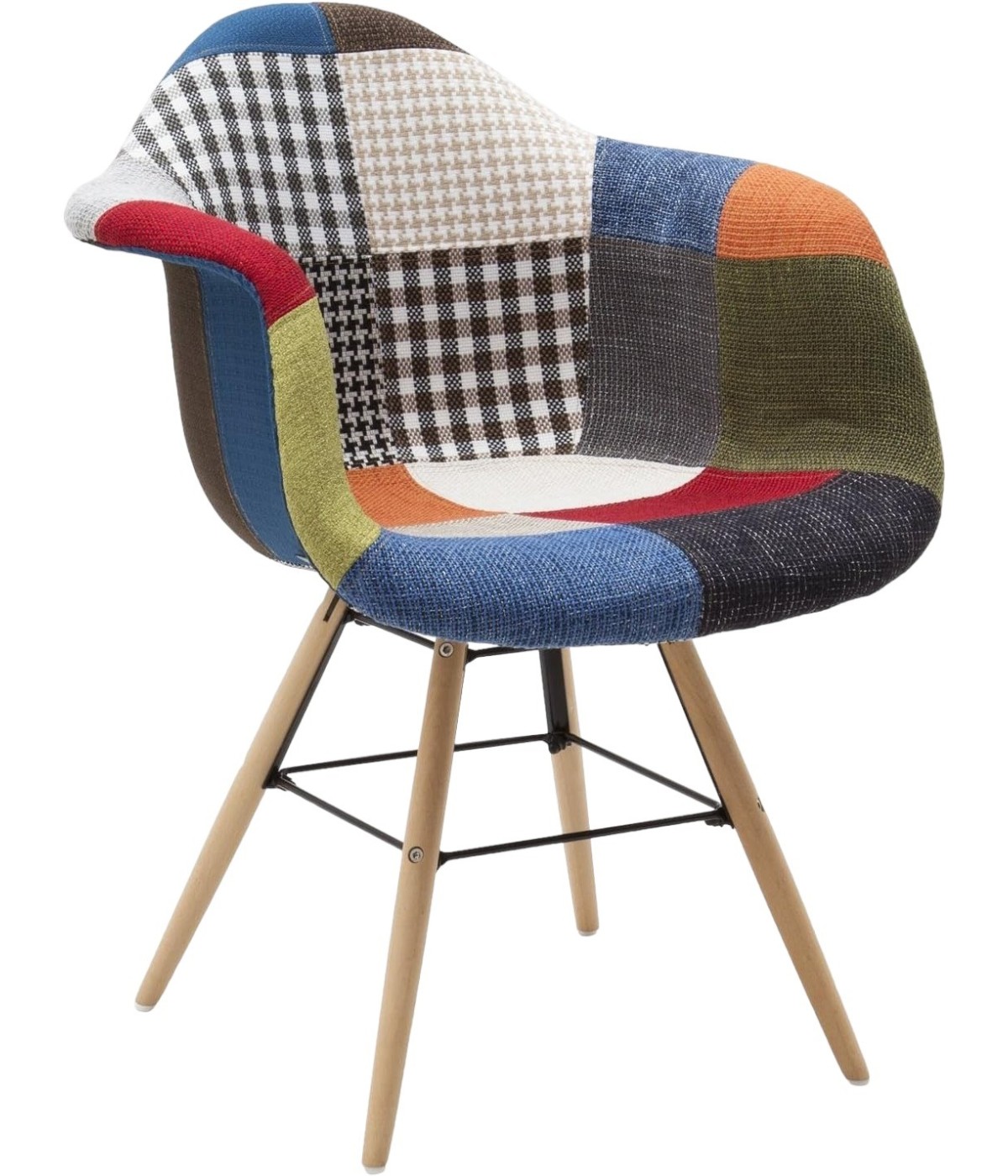 MOBILI 2G - Set 2 Poltrone moderne patchwork tessuto multicolore 62X65X79 VISTA FRONTALE