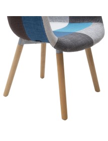 MOBILI 2G - Set 2 Poltrone moderne patchwork tessuto azzurro grigio 62X65X79 vista gambe