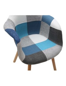 MOBILI 2G - Set 2 Poltrone moderne patchwork tessuto azzurro grigio 62X65X79 vista seduta