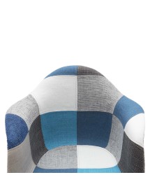 MOBILI 2G - Set 2 Poltrone moderne patchwork tessuto azzurro grigio 62X65X79 vista seduta