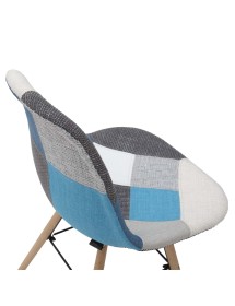 MOBILI 2G - Set 2 Sedie Moderne Patchwork Tessuti Azzurro Grigio 47x58x84 VISTA SCHIENALE