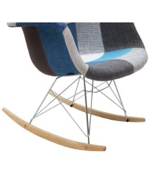 MOBILI 2G - Set 2 Poltrone Moderne a dondolo Patchwork Azzurro Grigio 62x69x70 vista gambe