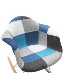 MOBILI 2G - MOBILI 2G - Set 2 Poltrone Moderne a dondolo Patchwork Azzurro Grigio 62x69x70 vista seduta