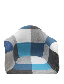 MOBILI 2G - Set 2 Poltrone Moderne a dondolo Patchwork Azzurro Grigio 62x69x70 vista seduta