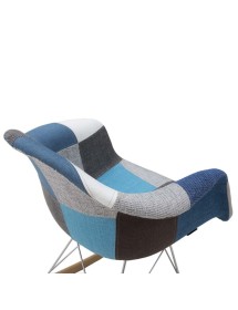 MOBILI 2G - Set 2 Poltrone Moderne a dondolo Patchwork Azzurro Grigio 62x69x70 vista schienale