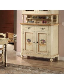 MOBILI 2G - cristalliera classica 2 porte legno avorio e ocra 112x49x206 vista base