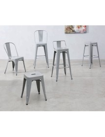 MOBILI 2G - SET DA 4 Sgabelli moderni metallo grigio metallizzato 45x43x120 vista completa