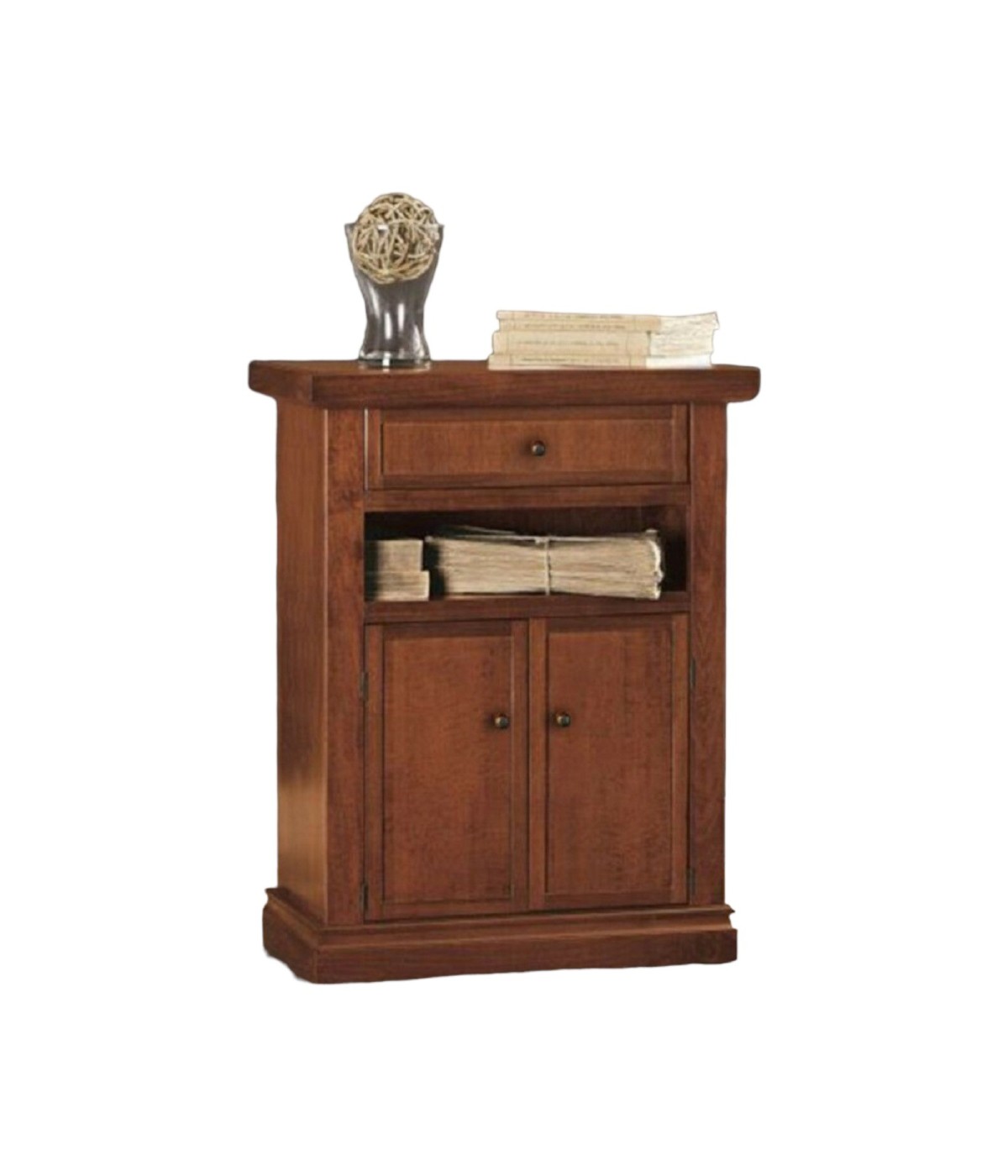 MOBILI 2G - PORTA TELEFONO ARTE POVERA 2 PORTE LEGNO TINTA NOCE 60X36X78