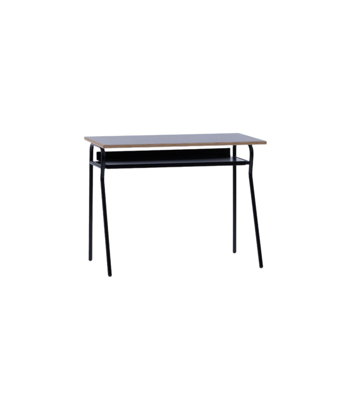 MOBILI 2G - Banco Scuola moderno metallo nero piano melaminico nero 100x50x76,5 vista frontale